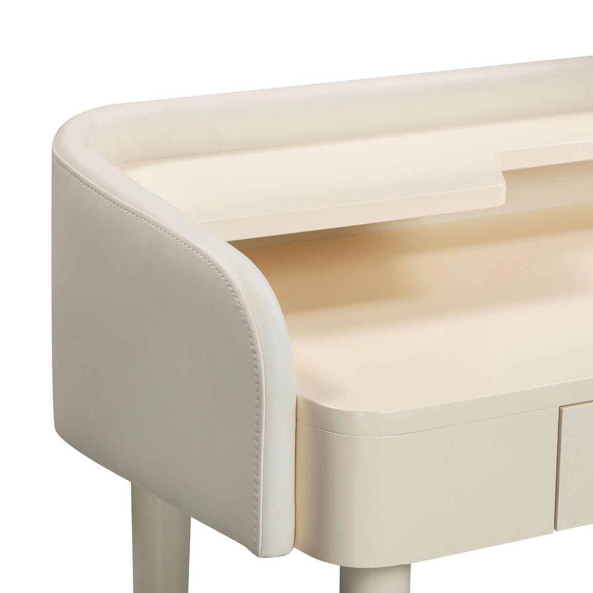 TOV Penelope Cream Vegan Leather Wrapped Vanity Desk