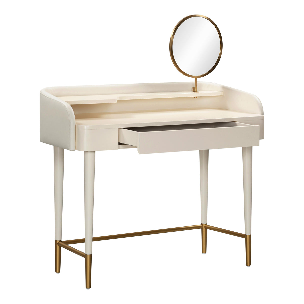 TOV Penelope Cream Vegan Leather Wrapped Vanity Desk