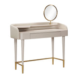 TOV Penelope Taupe Vegan Leather Wrapped Vanity Desk