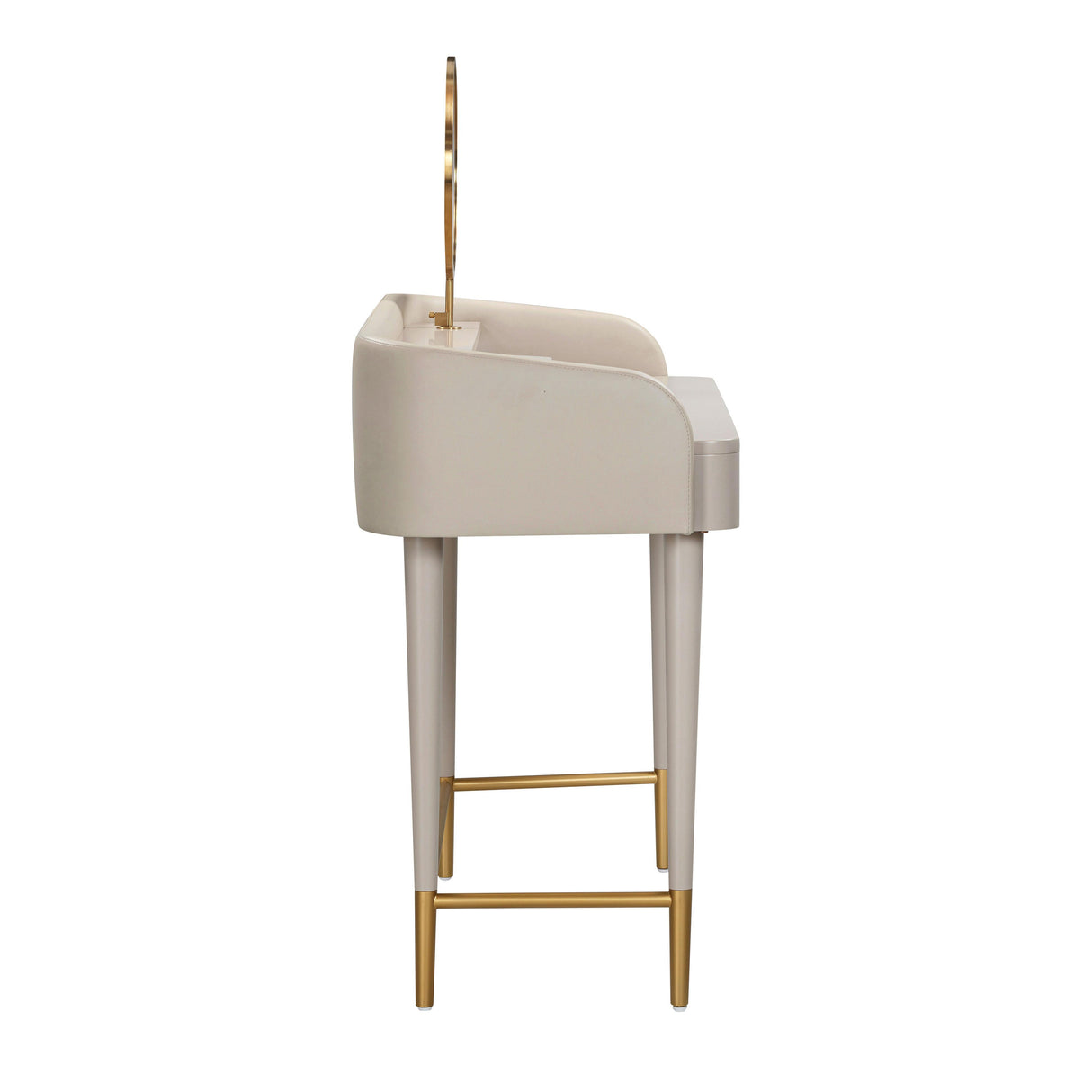 TOV Penelope Taupe Vegan Leather Wrapped Vanity Desk