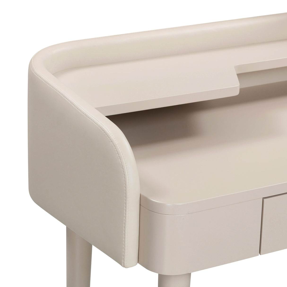 TOV Penelope Taupe Vegan Leather Wrapped Vanity Desk
