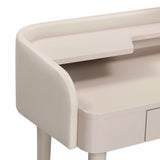 TOV Penelope Taupe Vegan Leather Wrapped Vanity Desk