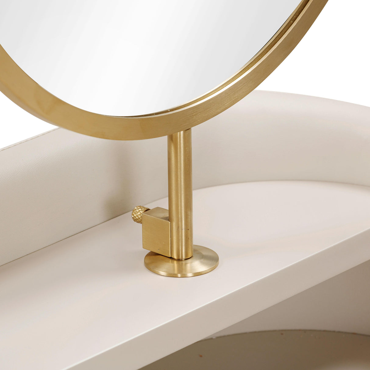 TOV Penelope Taupe Vegan Leather Wrapped Vanity Desk