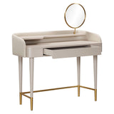 TOV Penelope Taupe Vegan Leather Wrapped Vanity Desk