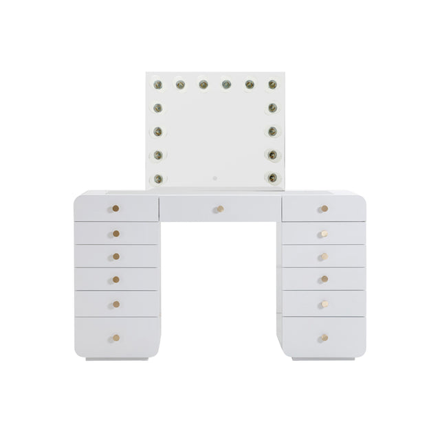 TOV Hollywood White Desk with Vanity Mirror