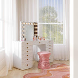 TOV Hollywood White Desk with Vanity Mirror