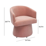 TOV Kristen Pink Upcycled Chenille Rolling Desk Chair