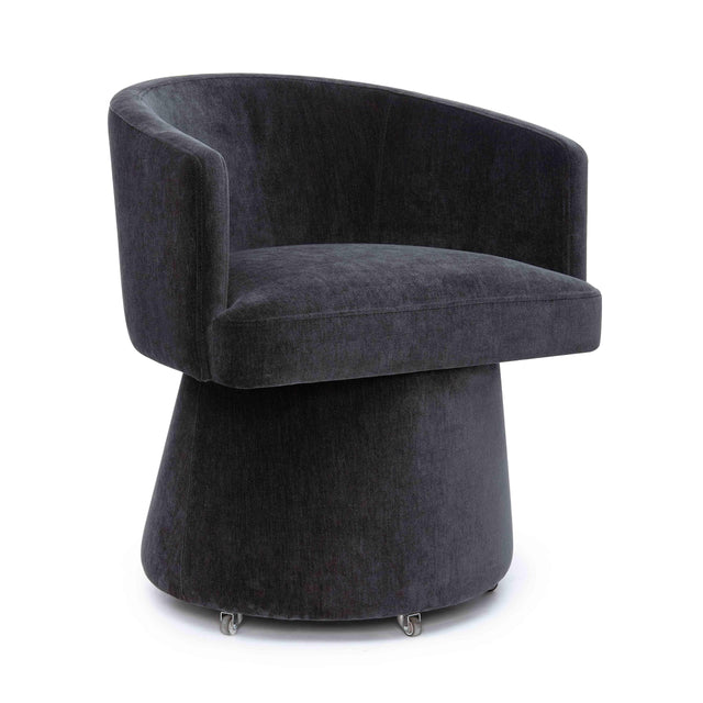 TOV Kristen Black Upcycled Chenille Rolling Desk Chair