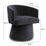 TOV Kristen Black Upcycled Chenille Rolling Desk Chair