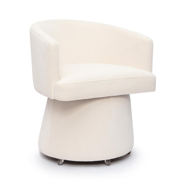 TOV Kristen Cream Upcycled Chenille Rolling Desk Chair