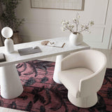 TOV Kristen Cream Upcycled Chenille Rolling Desk Chair