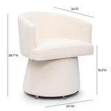 TOV Kristen Cream Upcycled Chenille Rolling Desk Chair