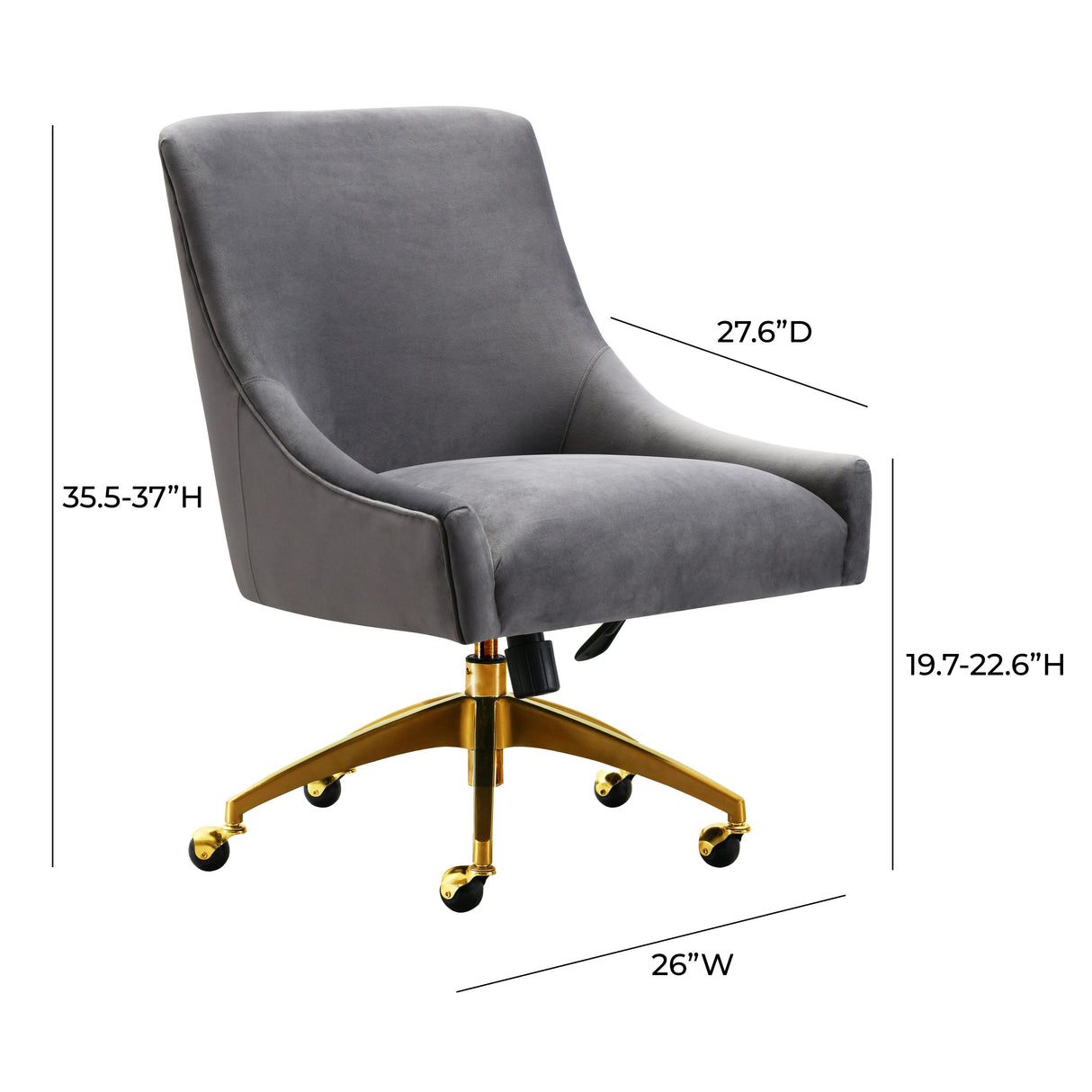 TOV Beatrix Grey Office Swivel Chair