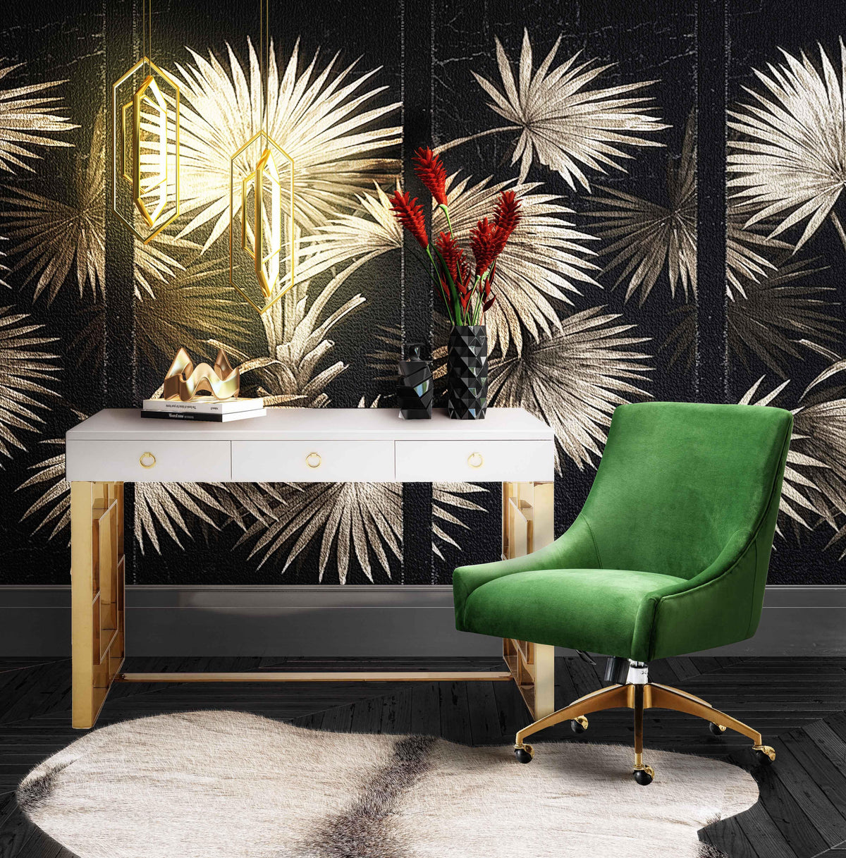 TOV Beatrix Green Office Swivel Chair