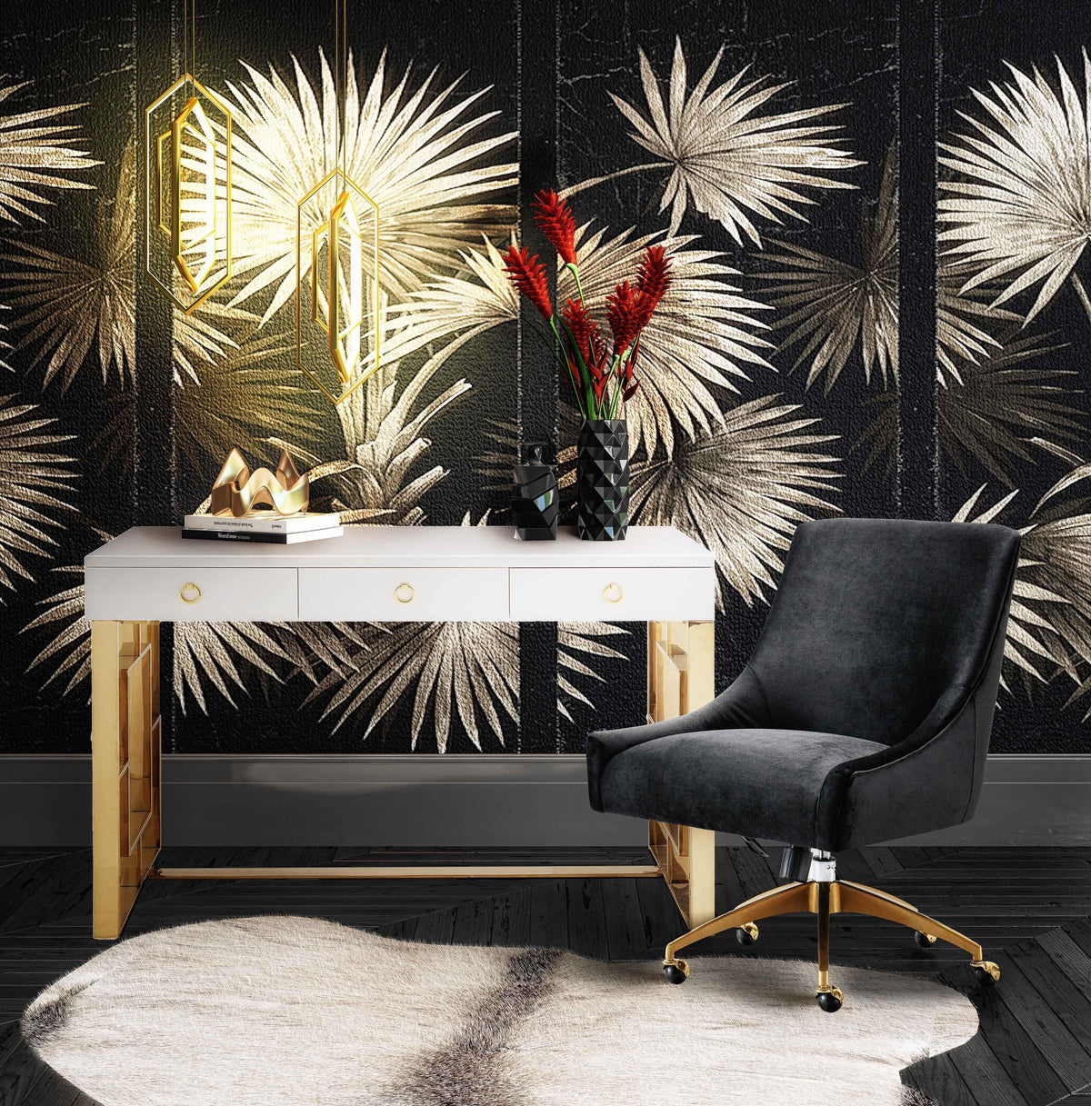 TOV Beatrix Black Office Swivel Chair
