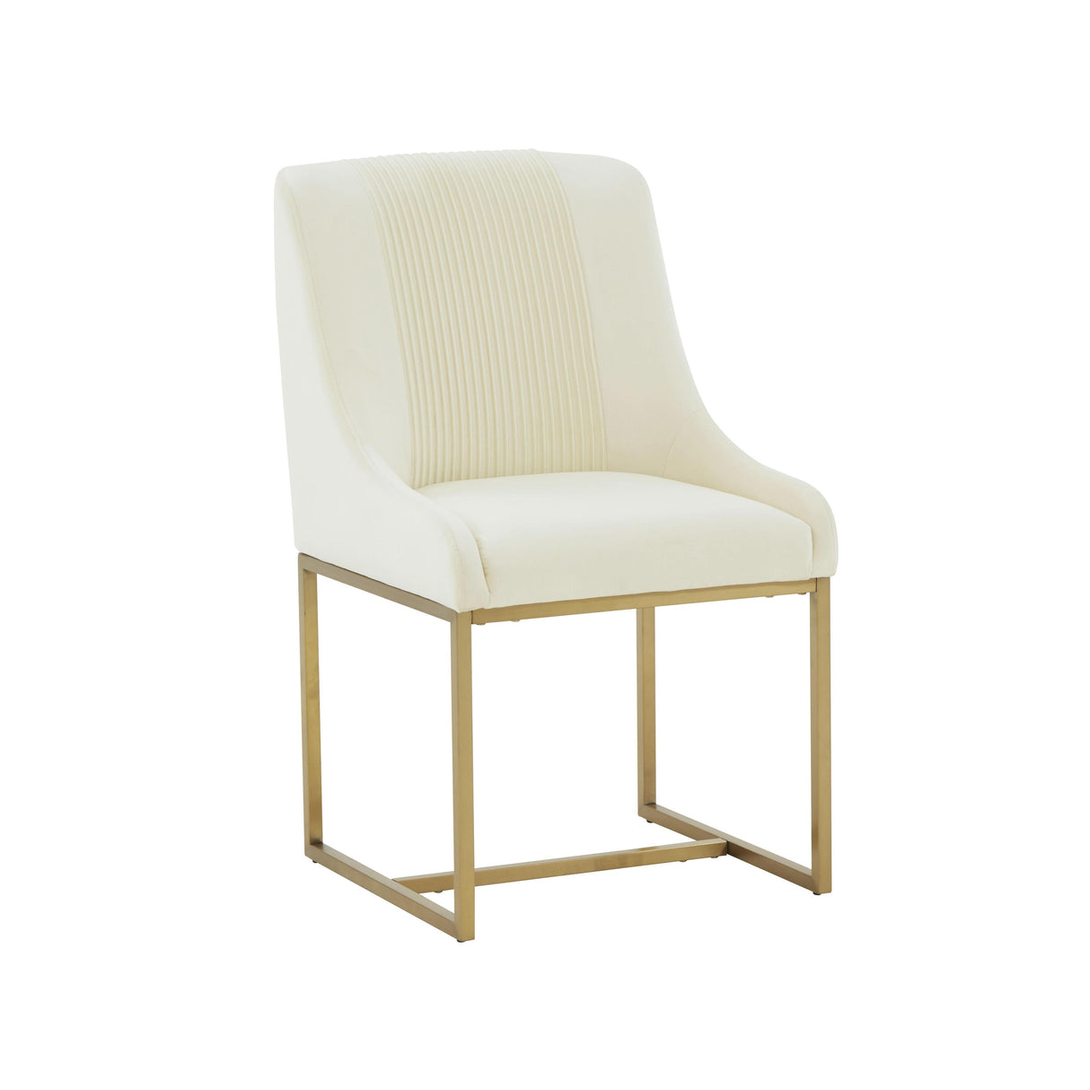 TOV Lisa Cream Pleated Velvet Dining Chair