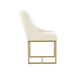 TOV Lisa Cream Pleated Velvet Dining Chair