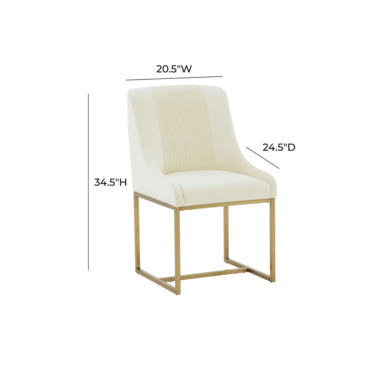 TOV Lisa Cream Pleated Velvet Dining Chair
