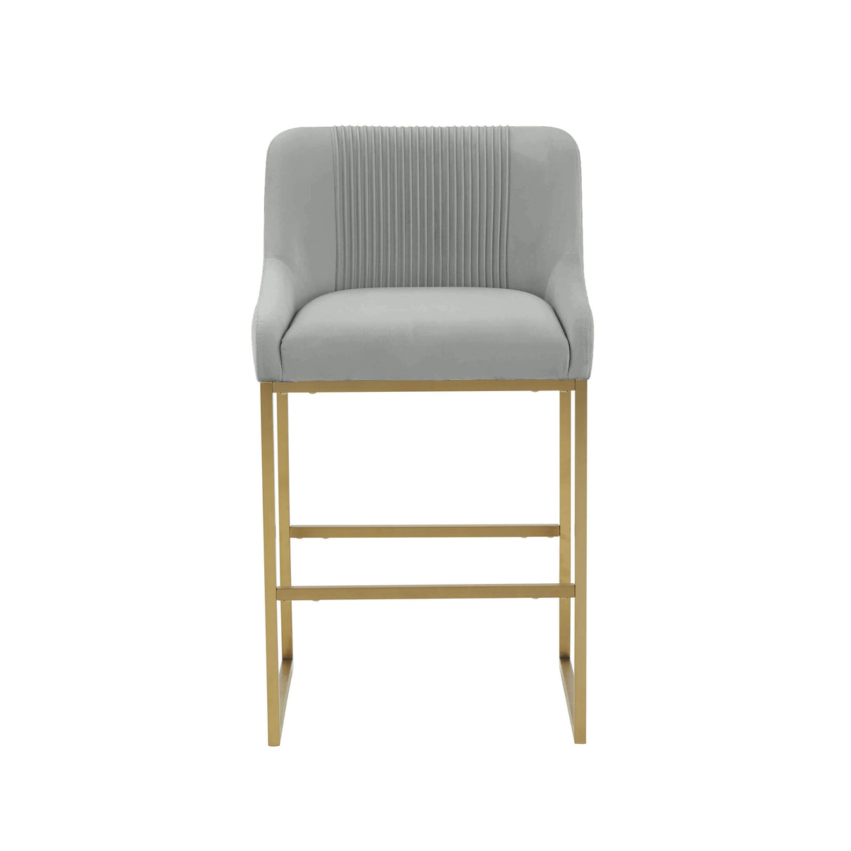 TOV Lisa Grey Pleated Velvet Counter Stool