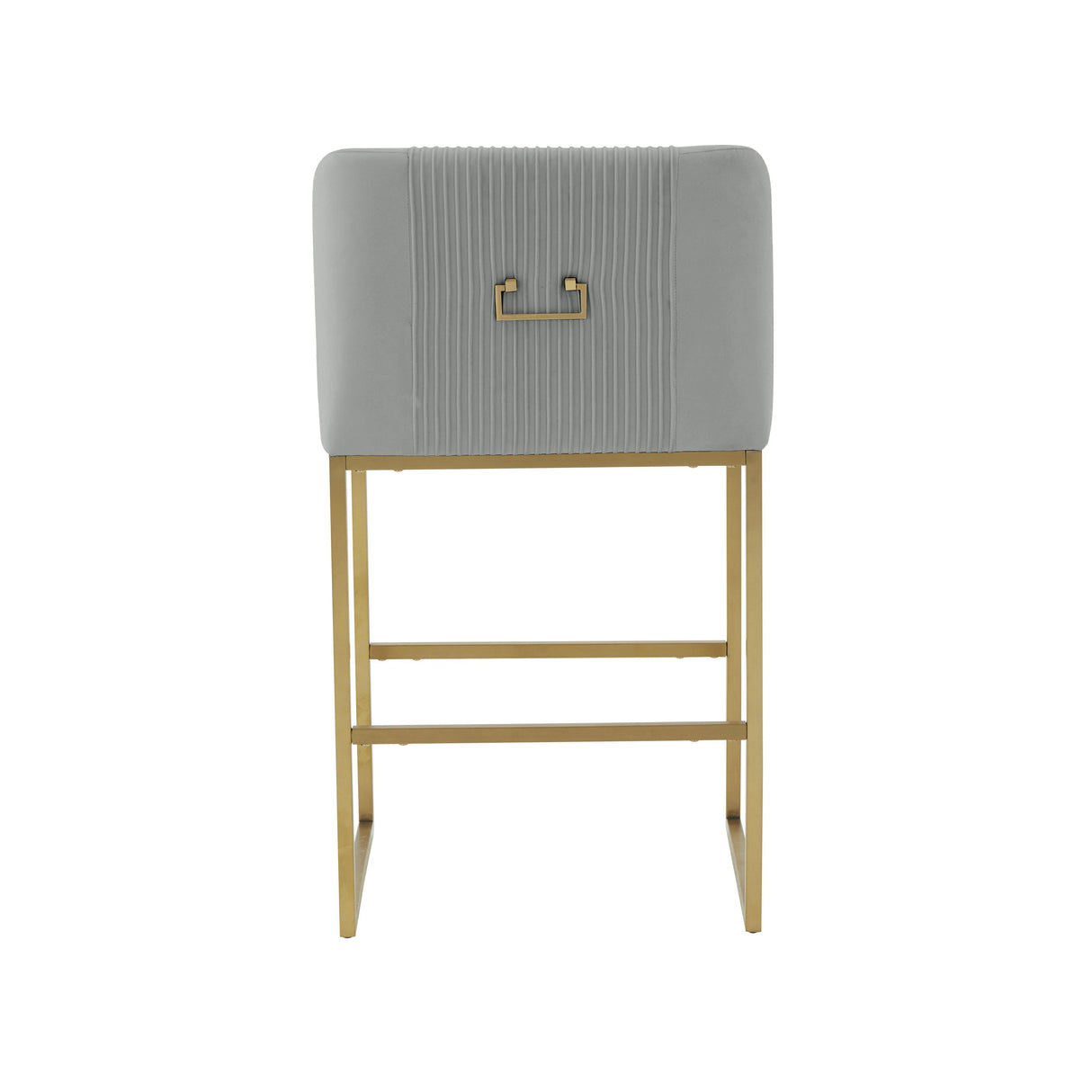 TOV Lisa Grey Pleated Velvet Counter Stool