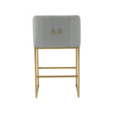 TOV Lisa Grey Pleated Velvet Counter Stool
