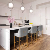 TOV Lisa Grey Pleated Velvet Counter Stool