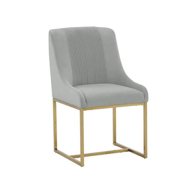 TOV Lisa Grey Pleated Velvet Dining Chair