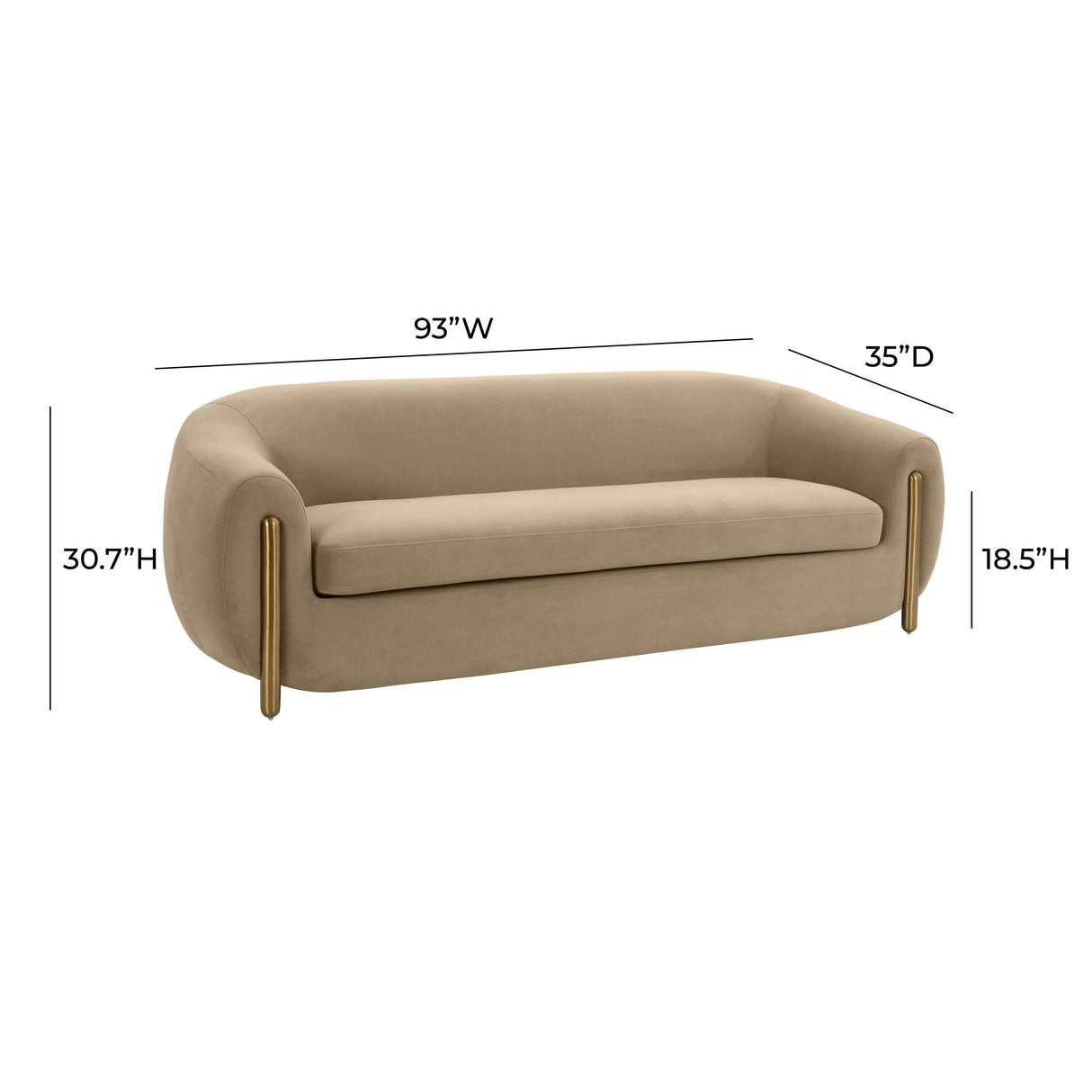 TOV Lina Cafe Au Lait Brown Velvet Sofa