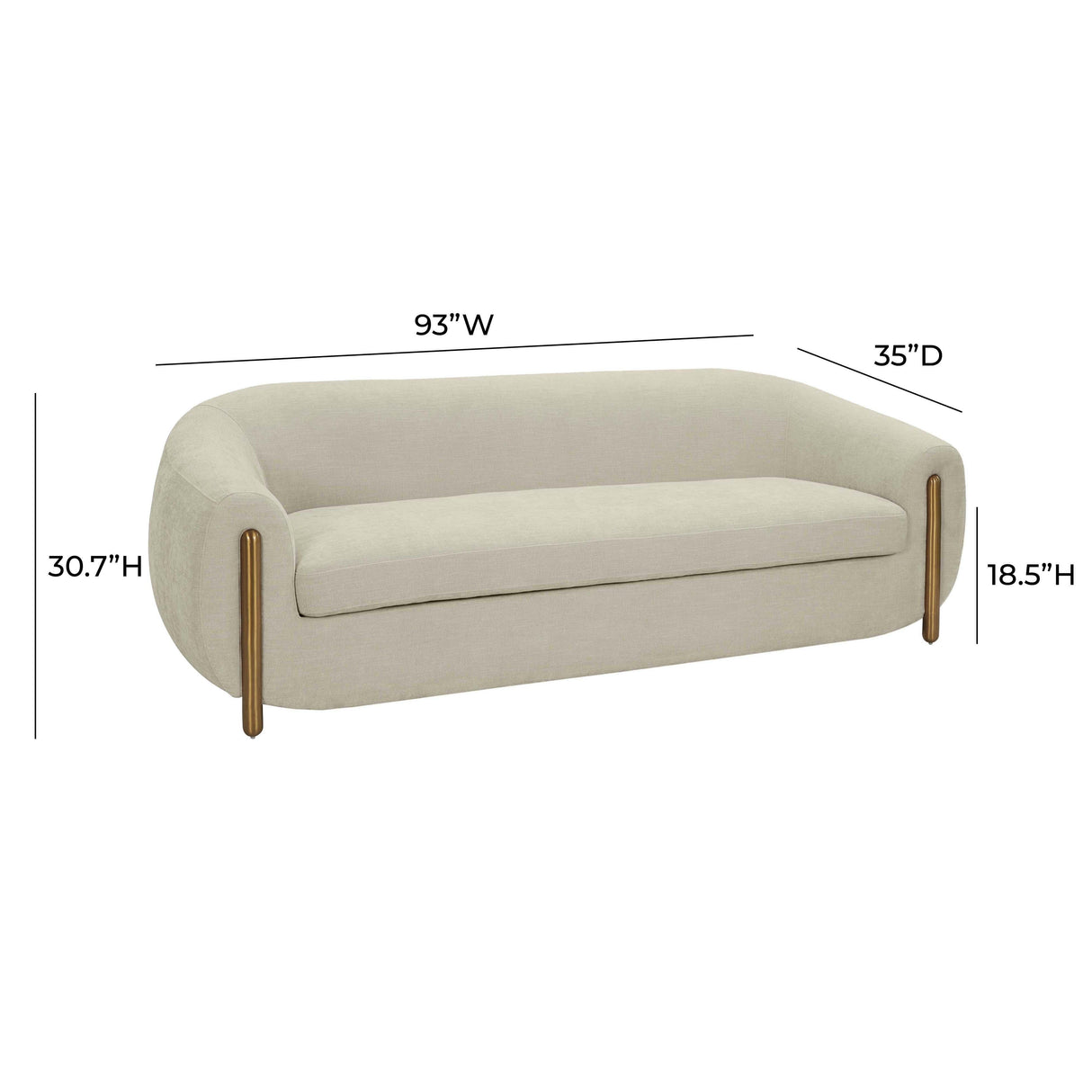 TOV Lina Grey Textured Linen Sofa