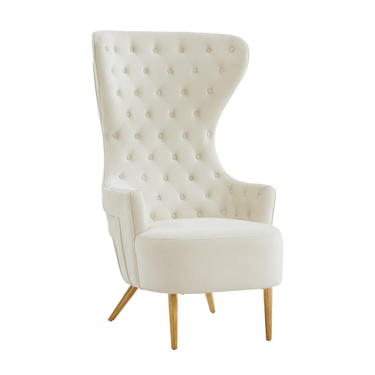 TOV Jezebel Cream Velvet Wingback Chair