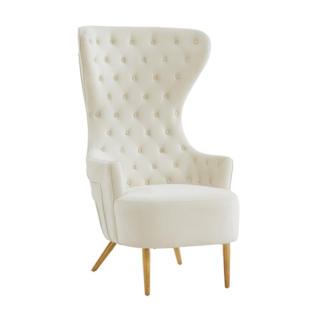 TOV Jezebel Cream Velvet Wingback Chair