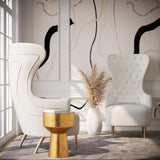 TOV Jezebel Cream Velvet Wingback Chair