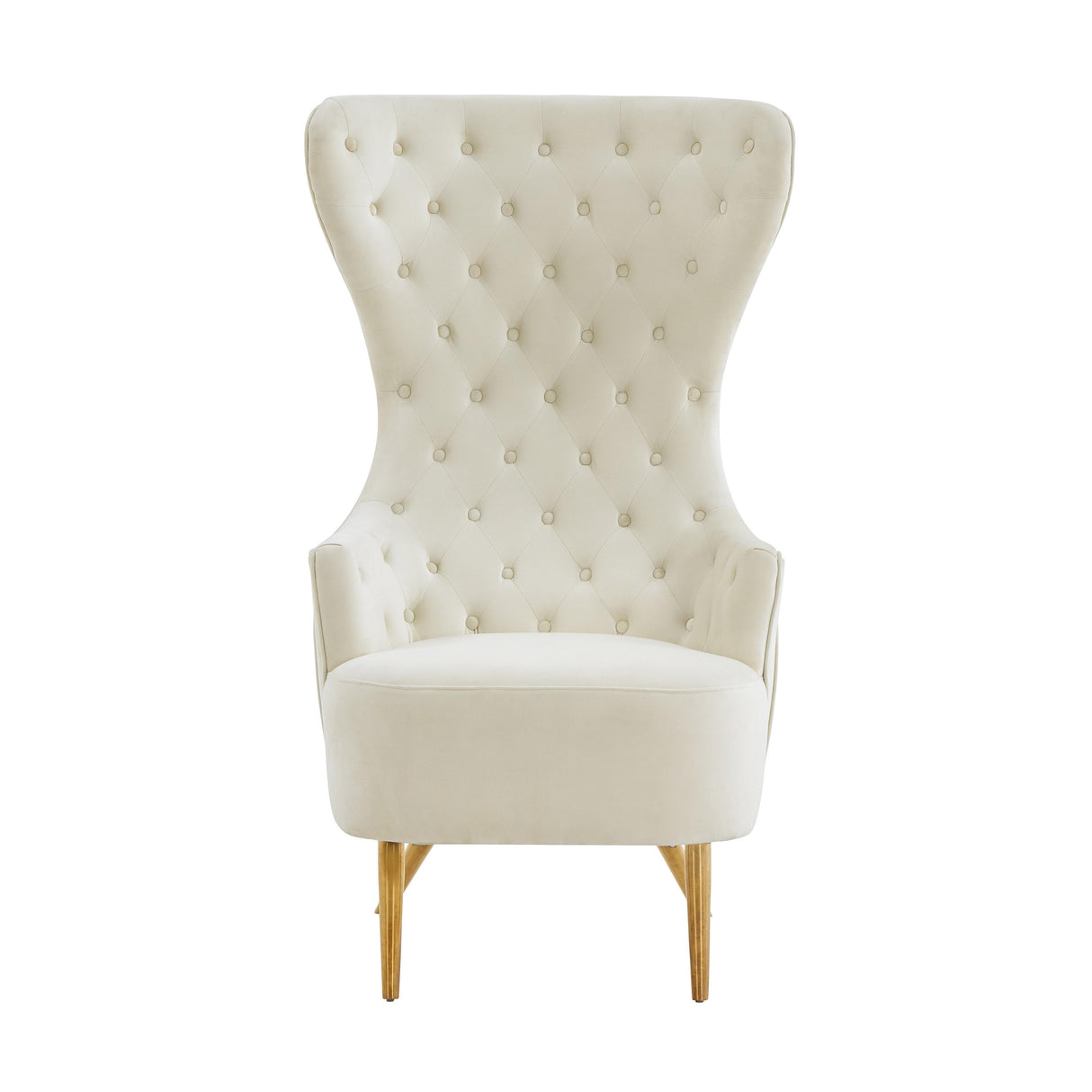 TOV Jezebel Cream Velvet Wingback Chair