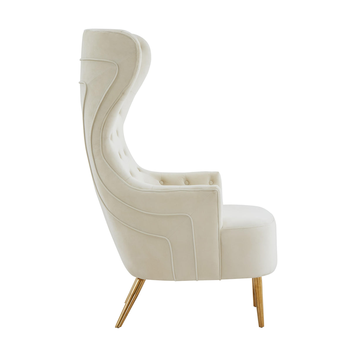 TOV Jezebel Cream Velvet Wingback Chair