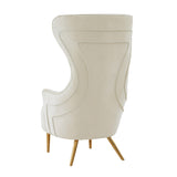 TOV Jezebel Cream Velvet Wingback Chair