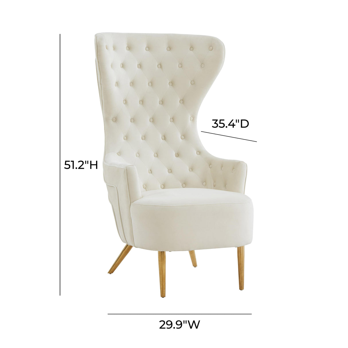 TOV Jezebel Cream Velvet Wingback Chair