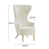 TOV Jezebel Cream Velvet Wingback Chair