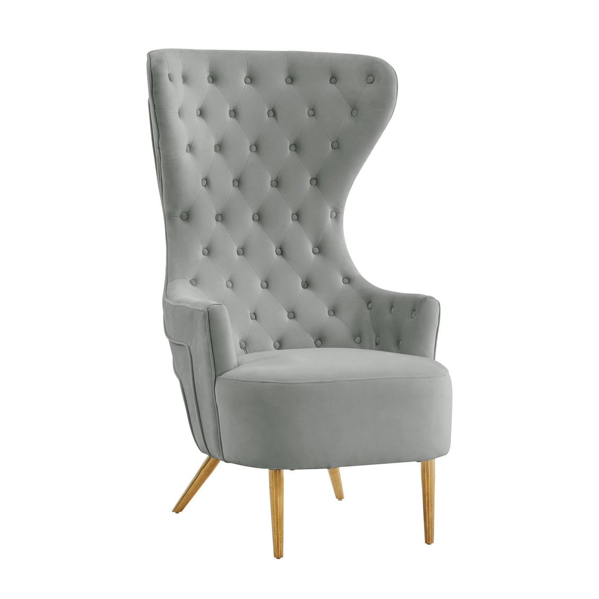 TOV Jezebel Grey Velvet Wingback Chair