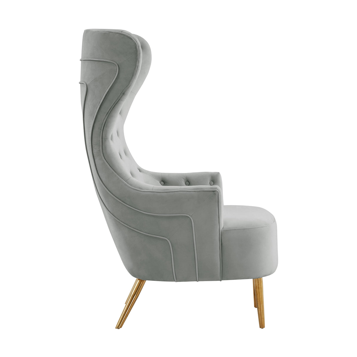 TOV Jezebel Grey Velvet Wingback Chair