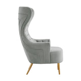 TOV Jezebel Grey Velvet Wingback Chair