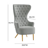 TOV Jezebel Grey Velvet Wingback Chair
