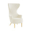 TOV Julia Cream Velvet Channel Tufted Wingback Chair