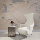 TOV Julia Cream Velvet Channel Tufted Wingback Chair