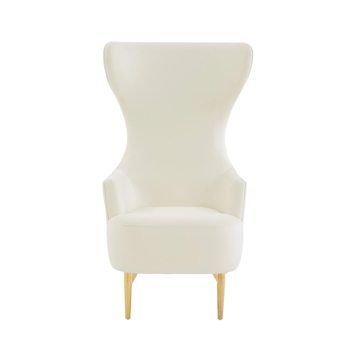 TOV Julia Cream Velvet Channel Tufted Wingback Chair