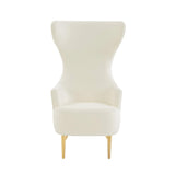 TOV Julia Cream Velvet Channel Tufted Wingback Chair