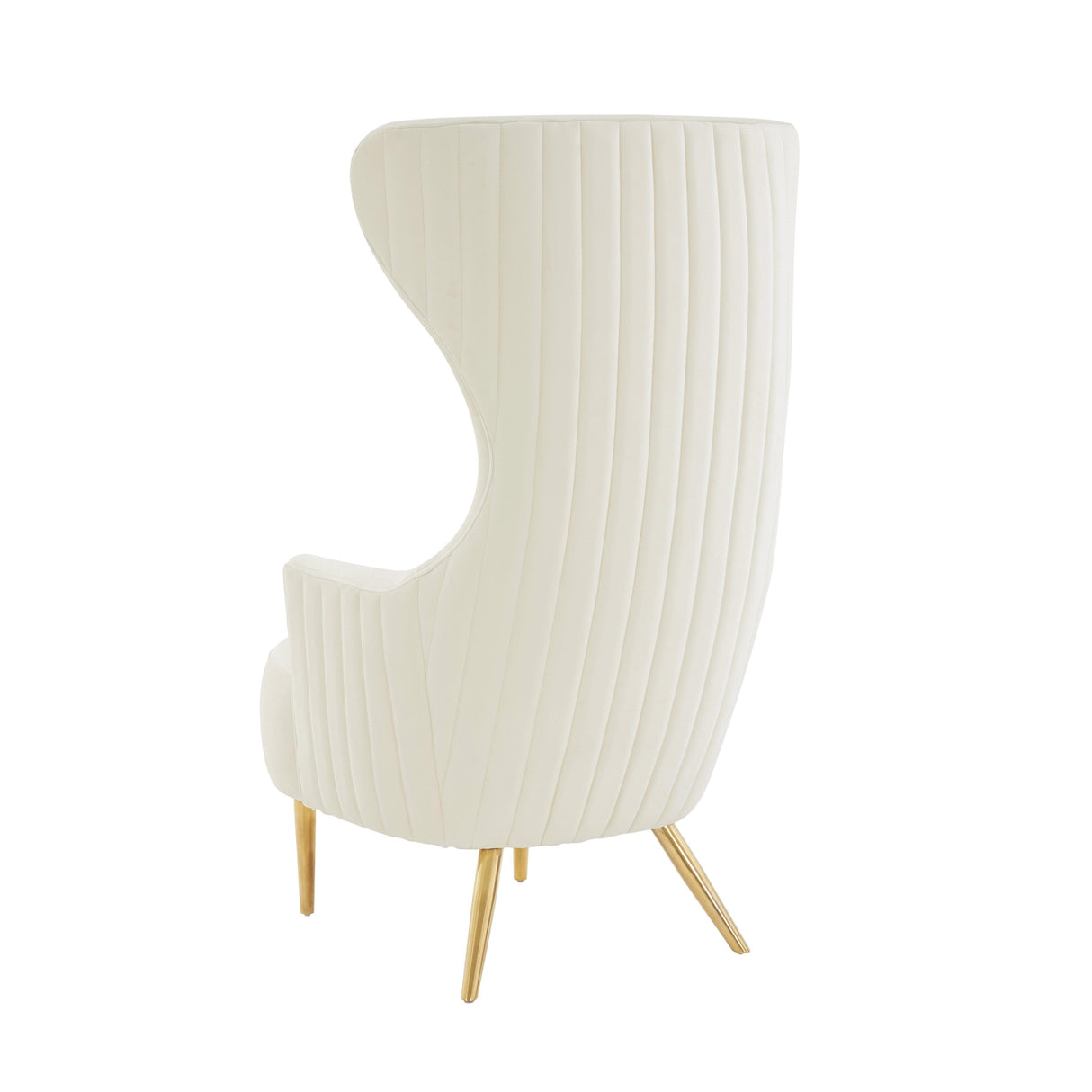 TOV Julia Cream Velvet Channel Tufted Wingback Chair