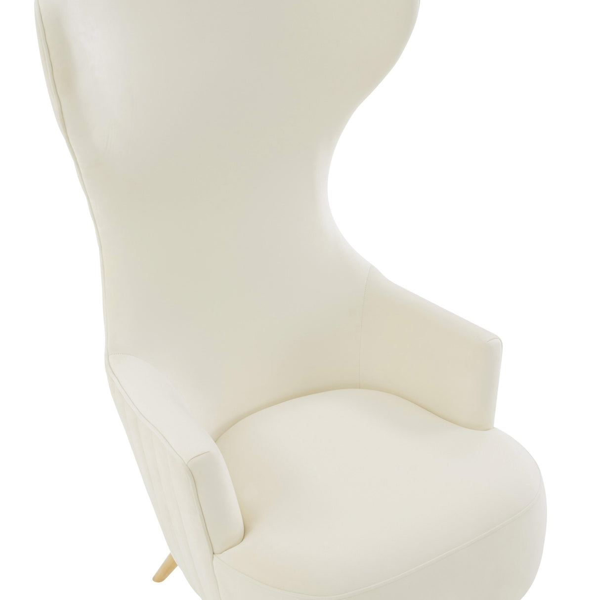 TOV Julia Cream Velvet Channel Tufted Wingback Chair