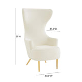 TOV Julia Cream Velvet Channel Tufted Wingback Chair