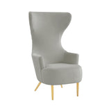 TOV Julia Grey Velvet Channel Tufted Wingback Chair