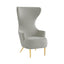 TOV Julia Grey Velvet Channel Tufted Wingback Chair